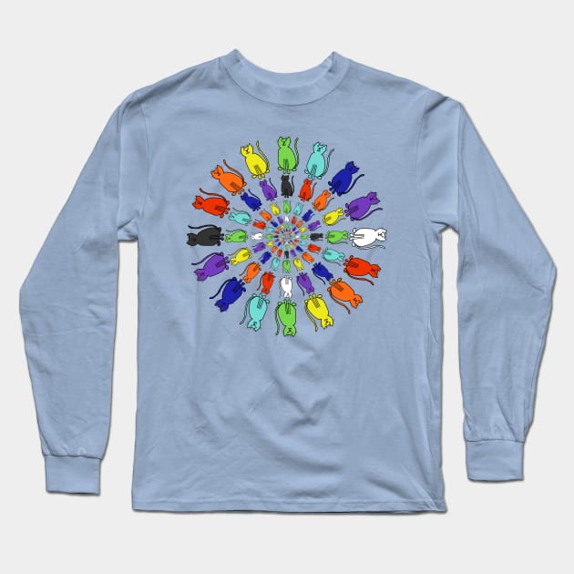 Ever Decreasing Circles of Rainbow Cats Long Sleeve T-Shirt by ellenhenryart